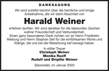 Traueranzeige von Harald Weiner  von Magdeburger Volksstimme