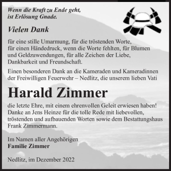 Traueranzeige von Harald Zimmer  von Magdeburger Volksstimme