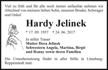 Traueranzeige von Hardy Jelinek  von Magdeburger Volksstimme