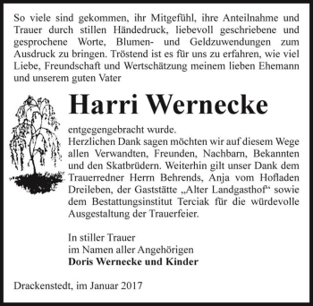 Traueranzeige von Harri Wernecke  von Magdeburger Volksstimme