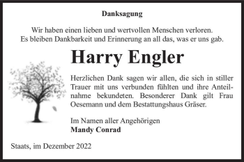 Traueranzeige von Harry Engler  von Magdeburger Volksstimme