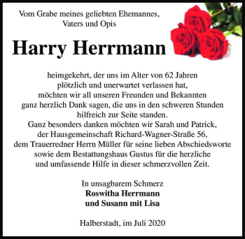 Traueranzeige von Harry Herrmann  von Magdeburger Volksstimme