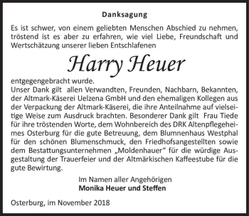 Traueranzeige von Harry Heuer  von Magdeburger Volksstimme