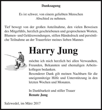 Traueranzeige von Harry Jung  von Magdeburger Volksstimme