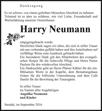 Traueranzeige von Harry Neumann  von Magdeburger Volksstimme
