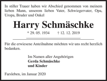 Traueranzeige von Harry Schmäschke  von Magdeburger Volksstimme