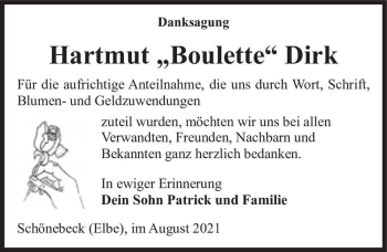 Traueranzeige von Hartmut 