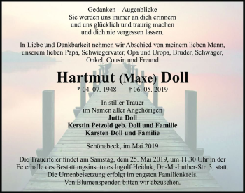 Traueranzeige von Hartmut (Maxe) Doll  von Magdeburger Volksstimme