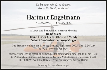 Traueranzeige von Hartmut Engelmann  von Magdeburger Volksstimme
