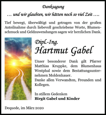 Traueranzeige von Hartmut Gabel  von Magdeburger Volksstimme