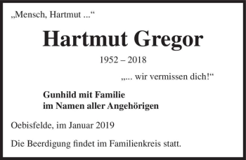 Traueranzeige von Hartmut Gregor  von Magdeburger Volksstimme