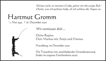 Traueranzeige von Hartmut Gromm  von Magdeburger Volksstimme