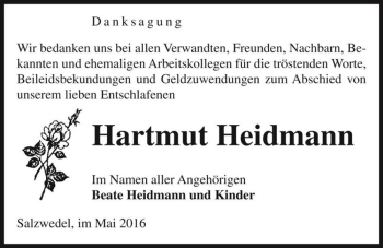 Traueranzeige von Hartmut Heidmann  von Magdeburger Volksstimme