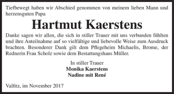 Traueranzeige von Hartmut Kaerstens  von Magdeburger Volksstimme