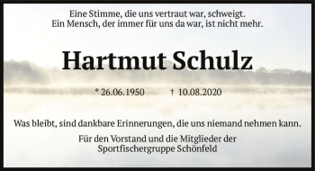 Traueranzeige von Hartmut Schulz  von Magdeburger Volksstimme