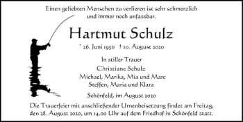 Traueranzeige von Hartmut Schulz  von Magdeburger Volksstimme
