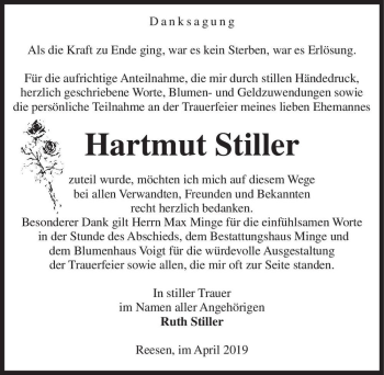 Traueranzeige von Hartmut Stiller  von Magdeburger Volksstimme