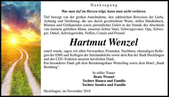 Traueranzeige von Hartmut Wenzel  von Magdeburger Volksstimme