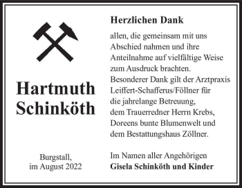 Traueranzeige von Hartmuth Schinköth  von Magdeburger Volksstimme
