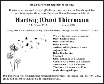 Traueranzeige von Hartwig 