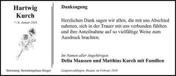 Traueranzeige von Hartwig Kurch  von Magdeburger Volksstimme