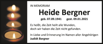 Traueranzeige von Heide Bergner  von Magdeburger Volksstimme