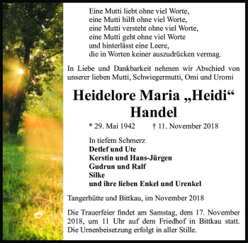 Traueranzeige von Heidelore Maria ,,Heidi