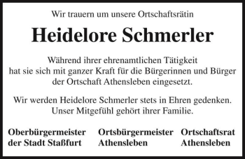 Traueranzeige von Heidelore Schmerler  von Magdeburger Volksstimme