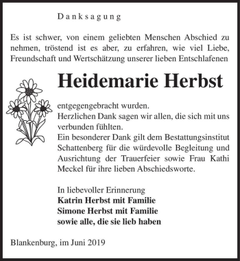 Traueranzeige von Heidemarie Herbst  von Magdeburger Volksstimme