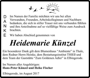 Traueranzeige von Heidemarie Künzel  von Magdeburger Volksstimme