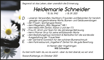 Traueranzeige von Heidemarie Schneider  von Magdeburger Volksstimme