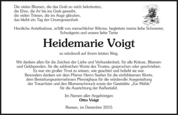 Traueranzeige von Heidemarie Voigt  von Magdeburger Volksstimme