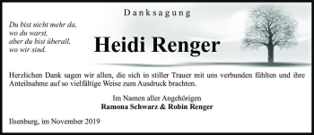 Traueranzeige von Heidi Renger  von Magdeburger Volksstimme