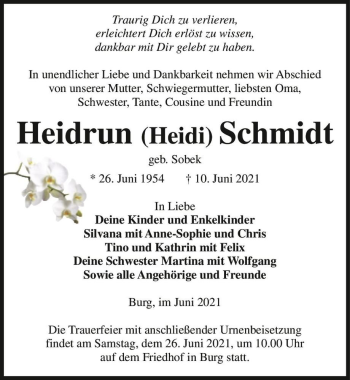 Traueranzeige von Heidrun 