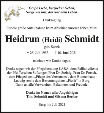 Traueranzeige von Heidrun 