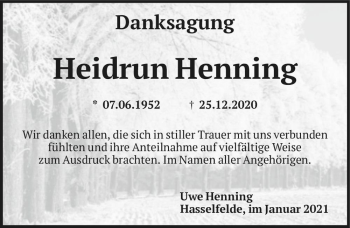 Traueranzeige von Heidrun Henning  von Magdeburger Volksstimme
