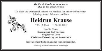 Traueranzeige von Heidrun Krause  von Magdeburger Volksstimme