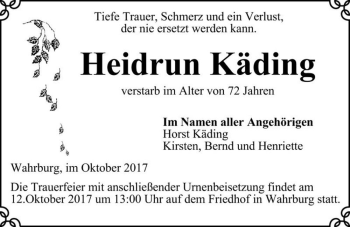Traueranzeige von Heidrun Käding  von Magdeburger Volksstimme