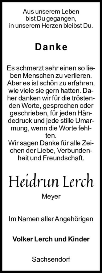 Traueranzeige von Heidrun Lerch  von Magdeburger Volksstimme