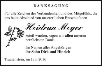 Traueranzeige von Heidrun Meyer  von Magdeburger Volksstimme