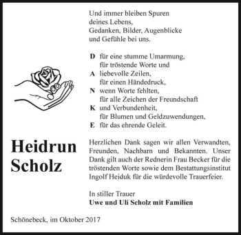 Traueranzeige von Heidrun Scholz  von Magdeburger Volksstimme