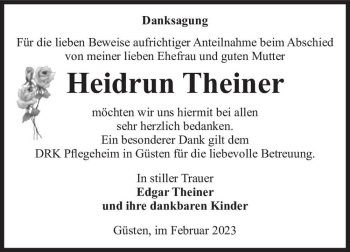 Traueranzeige von Heidrun Theiner  von Magdeburger Volksstimme