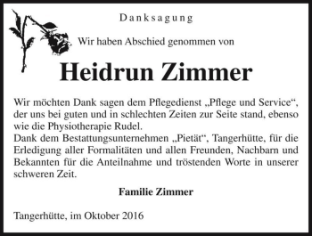Traueranzeige von Heidrun Zimmer  von Magdeburger Volksstimme