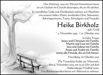 Traueranzeige von Heike Birkholz (geb. Graff)  von Magdeburger Volksstimme