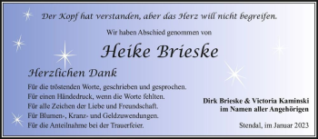 Traueranzeige von Heike Brieske  von Magdeburger Volksstimme