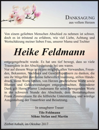 Traueranzeige von Heike Feldmann  von Magdeburger Volksstimme