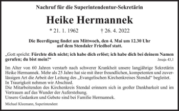 Traueranzeige von Heike Hermannek  von Magdeburger Volksstimme