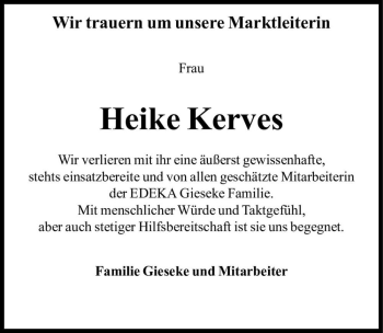 Traueranzeige von Heike Kerves  von Magdeburger Volksstimme