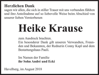 Traueranzeige von Heike Krause  von Magdeburger Volksstimme