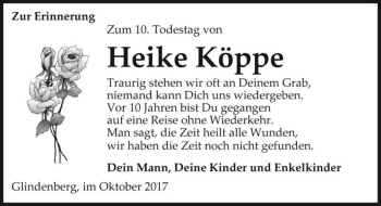 Traueranzeige von Heike Köppe  von Magdeburger Volksstimme